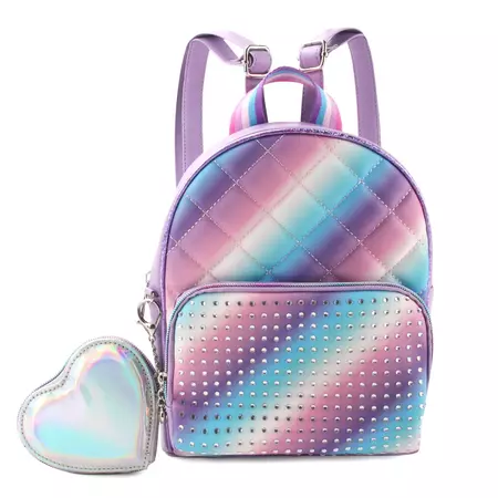 Ombre Rhinestone Quilted Mini Backpack with Coin Purse | OMG Accessories