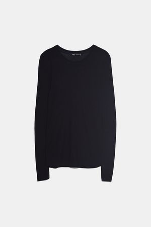 LONG SLEEVE RIBBED T-SHIRT-Black T-shirts-T-SHIRTS-WOMAN | ZARA United States