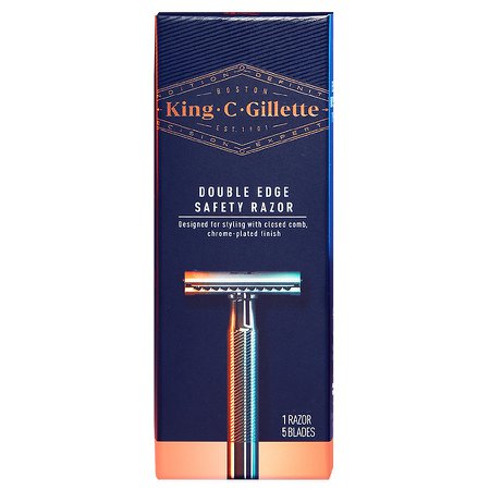 King C Gillette Men's Double Edge Safety Razor + 5 Double Edge Refill Blades | Walgreens