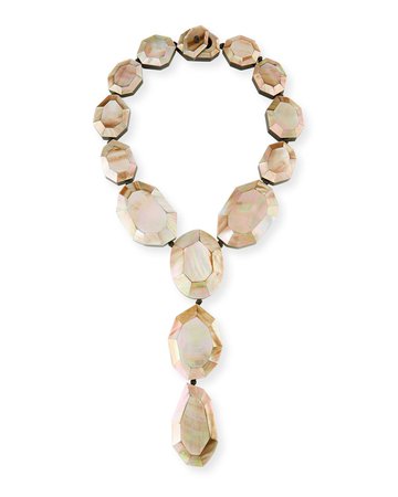 Viktoria Hayman 23" Faceted Pink Mother-of-Pearl Lariat Necklace