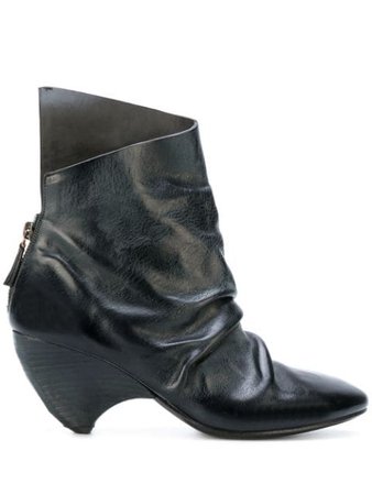 Marsèll Ruched Asymmetric Ankle Boots MW40853066 Black | Farfetch