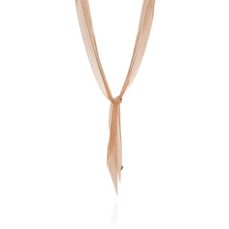 Elsa Peretti® Mesh scarf necklace in 18k rose gold, small. | Tiffany & Co.