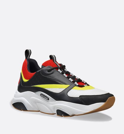Black, red and yellow canvas and calfskin Sneaker - Shoes - Man | DIOR