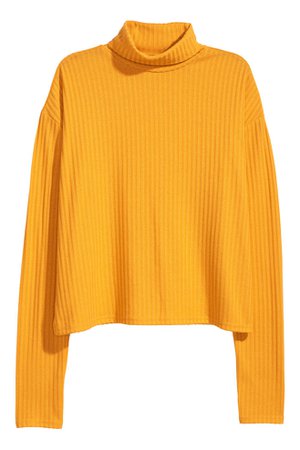 Ribbed Turtleneck Sweater - Yellow - Ladies | H&M CA