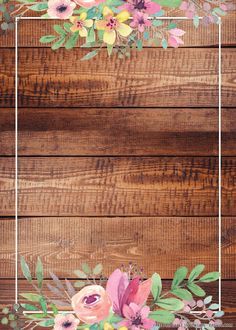 Wooden Background w/flowers