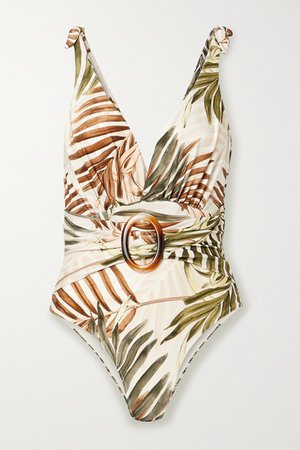 Palmeira Belted Printed Swimsuit - Ivory