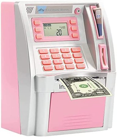 Amazon.com: BKstar 2022 Upgraded ATM Savings Bank, Pink Mini ATM Piggy Bank Machine for Real Money for Kids Adults with Card, Coin Reader and Balance Calculator : Toys & Games