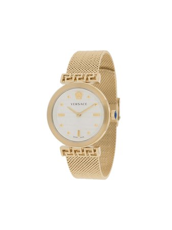 Shop gold & gold Versace Meander 37mm watch with Express Delivery - Farfetch
