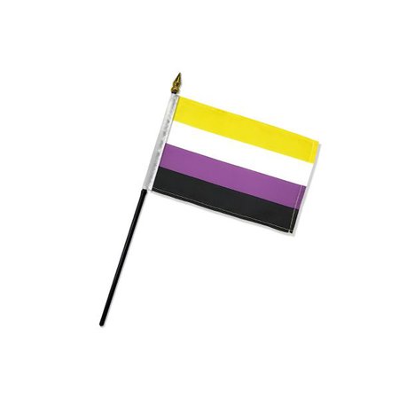 Non-Binary 4x6in Stick Flag | Flags Importer | LGBT Rainbow Hand Held Flag