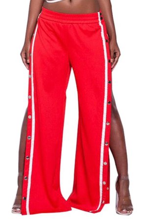 Side slit pants red streetwear