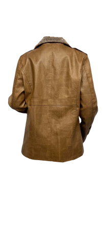 faux leather (pvc) textured 60s mod silhouette jacket, faux fur lined.