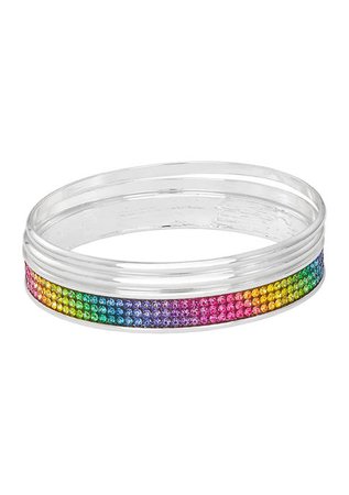 Napier Boxed Silver Tone Multi Rainbow Bangle Bracelet