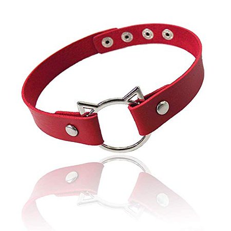 Amazon.com: ETHOON Adjustable Leather Choker Collar Sexy Soft PU Cat Punk Choker Necklace for Women Girls, Red: Jewelry