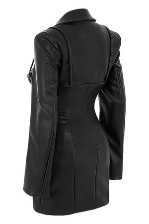 Clothing : Jackets : Mistress Rocks 'Bold Moves' Black Vegan Leather Blazer Dress