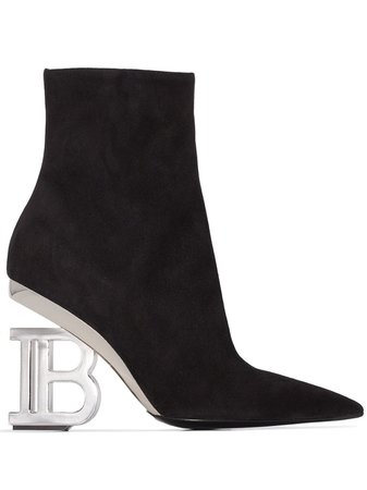 Black Balmain Nicole 95mm Ankle Boots | Farfetch.com