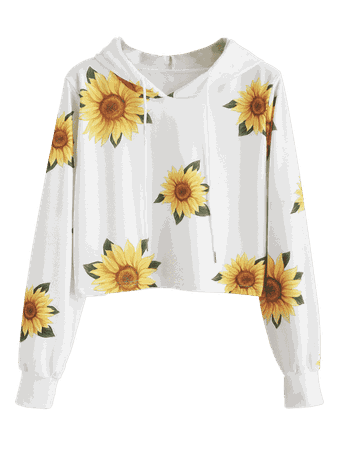 Sunflower Print Hoodie