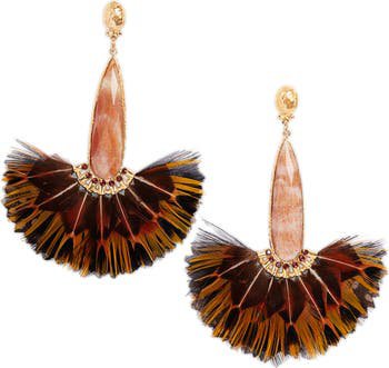 'Serti' Feather & Stone Drop Earrings | Nordstrom