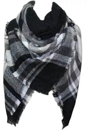Fashion skytill Oversized Plaid Scarves Blanket Scarf Cashmere-Shawl Women's Winter Tartan Wrap Warm Tassels Pashmina