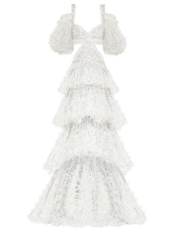 Off-Shoulder Puff Sleeved Low Back Dress - Haleia Couture