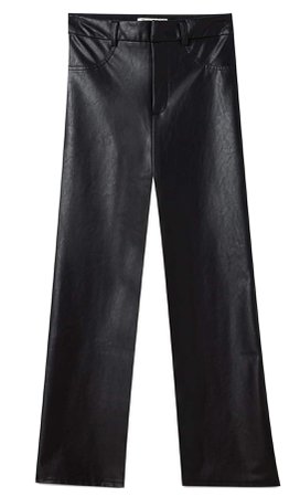 Faux leather cropped flare trousers - Women's Just in | Stradivarius United States black