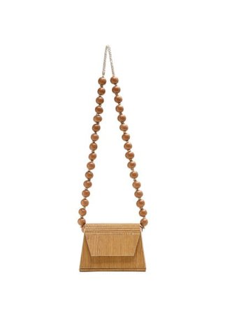 MANGO Beaded wood handbag