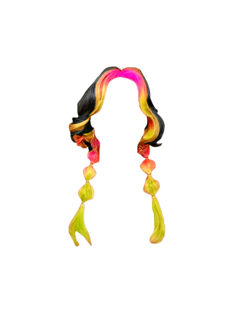 Mitsuri Kanroji inspired Jellyfish Hair | Pink, Black, Green neon Bubble Low Pigtails Wavy (Clipped by itz_stepheney | Dei5 edit)
