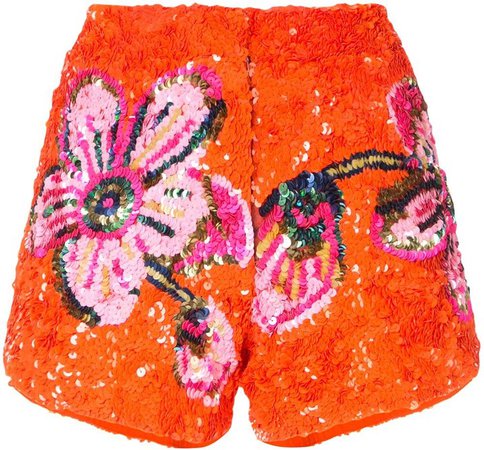 Manish Arora Floral Pattern Sequin Shorts - ShopStyle