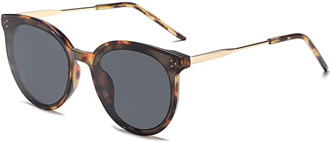 Amazon.com: SOJOS Fashion Round Sunglasses for Women with Rivet Plastic Frame DOLPHIN SJ2068 with Dark Tortoise Frame/Grey Lens: Clothing