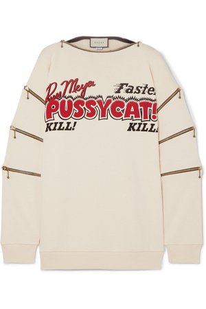 Gucci | Zip-detailed printed cotton-jersey sweatshirt | NET-A-PORTER.COM