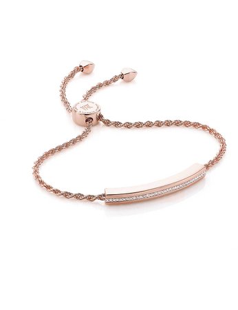 MONICA VINADER - Linear rose-gold and pavé diamond bracelet | Selfridges.com