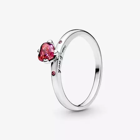 You & Me Ring with Pink Heart CZ | Sterling silver | Pandora US