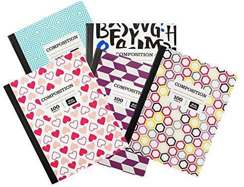 1 Subject Wide Ruled Colorful Composition 100 Page Notebook Pack of 5: Amazon.ae: GlobalDelivered