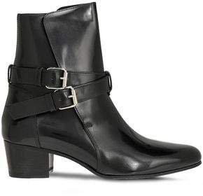 Buckle-detailed Patent-leather Ankle Boots