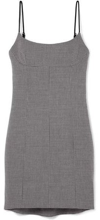 Houndstooth Tweed Mini Dress - Gray