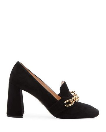 Prada Suede Loafer-Style Pumps