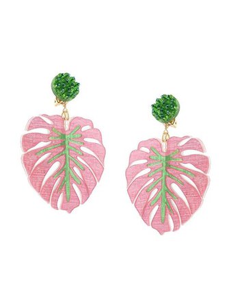 Mercedes Salazar Tropics Palm oversized earrings - Pink | Oversized earrings, Tropical, Pink earrings