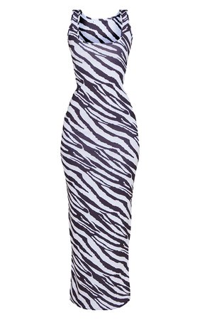 Recycled Monochrome Zebra Print Basic Maxi Dress | PrettyLittleThing USA