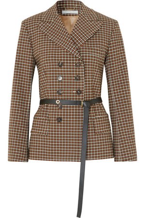 Chloé | Belted double-breasted checked woven blazer | NET-A-PORTER.COM