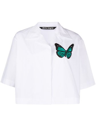 Palm Angels butterfly-patch Cropped Shirt - Farfetch