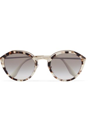 Prada | Round-frame tortoiseshell acetate and silver-tone sunglasses | NET-A-PORTER.COM