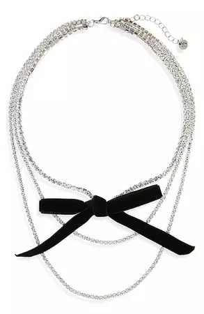 BP. Velvet Bow Crystal Layered Necklace | Nordstrom
