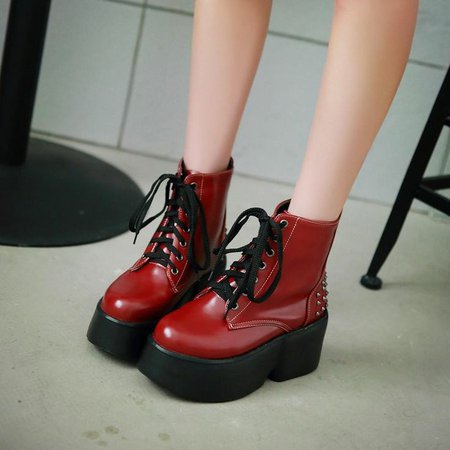 Red Combat Boots