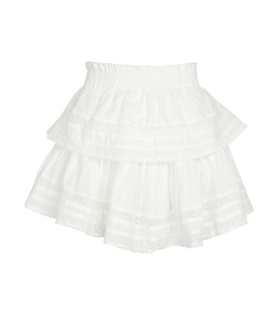 LoveShackFancy Ruffled cotton miniskirt