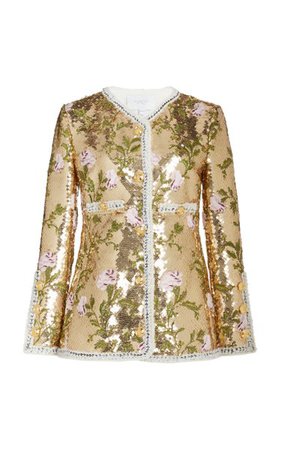 Embroidered-Trim Sequined Jacket By Giambattista Valli | Moda Operandi