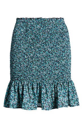 Row A Smocked Ruffle Hem Miniskirt | Nordstrom