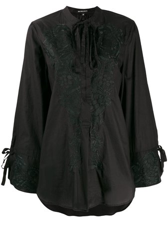 Black Ann Demeulemeester Floral Embroidered Blouse | Farfetch.com