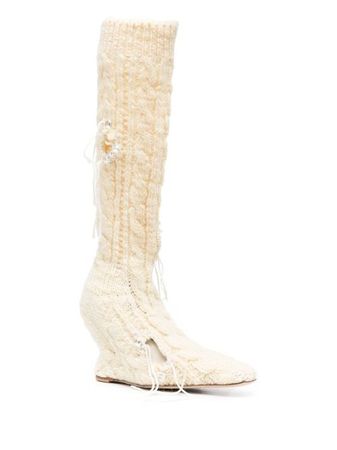 Acne Studios 100mm cable-knit wedge-heel Boots - Farfetch