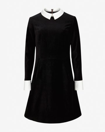 Black Velvet Collar Dress