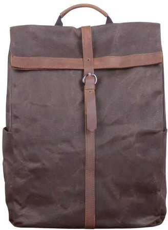 Touri 15'' Fold-Over Waxed Canvas & Leather Backpack In Chestnut Brown