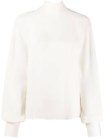 Valentino, High-Neck Billowing Sleeved Blouse